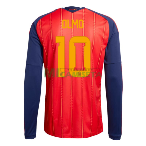 Camiseta Olmo 10 España Primera Equipación 2026 ML Rojo/Azul