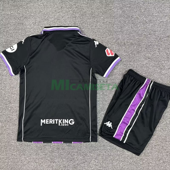Camiseta Real Valladolid Segunda Equipación 2025/2026 Morado/Negro Niño Kit con Parche La Liga