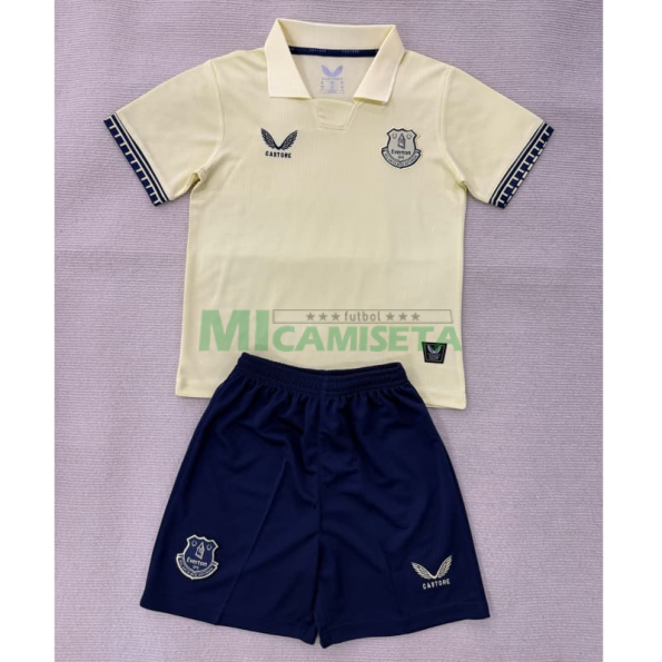 Camiseta Everton FC Segunda Equipación 2025/2026 Beige Niño Kit