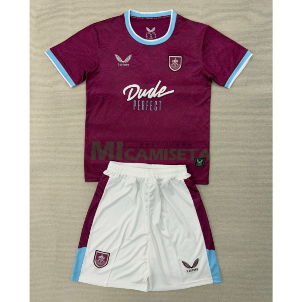 Camiseta Burnley FC Primera Equipación 2025/2026 Borgoña Niño Kit
