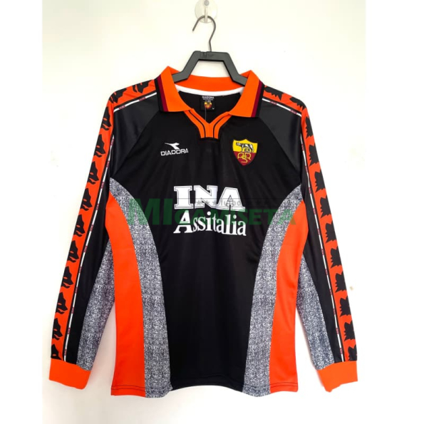 Camiseta AS Roma Tercera Equipación Retro 1998/99 ML Negro/Naranja/Gris