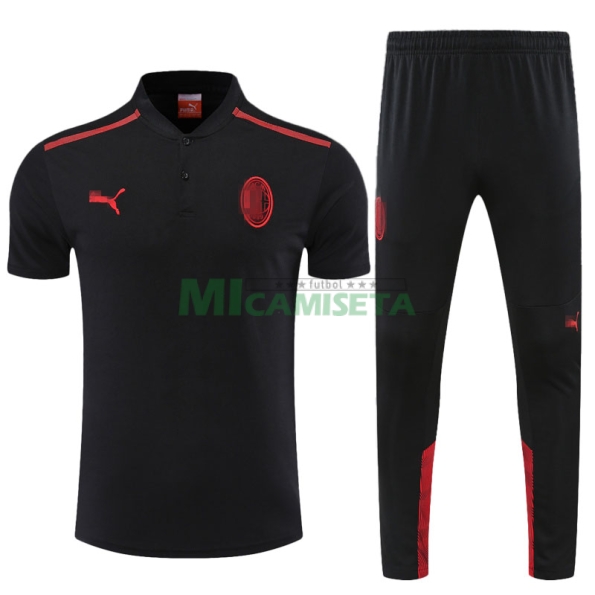 Polo AC Milan 2022/2023 Negro Marca Rojo
