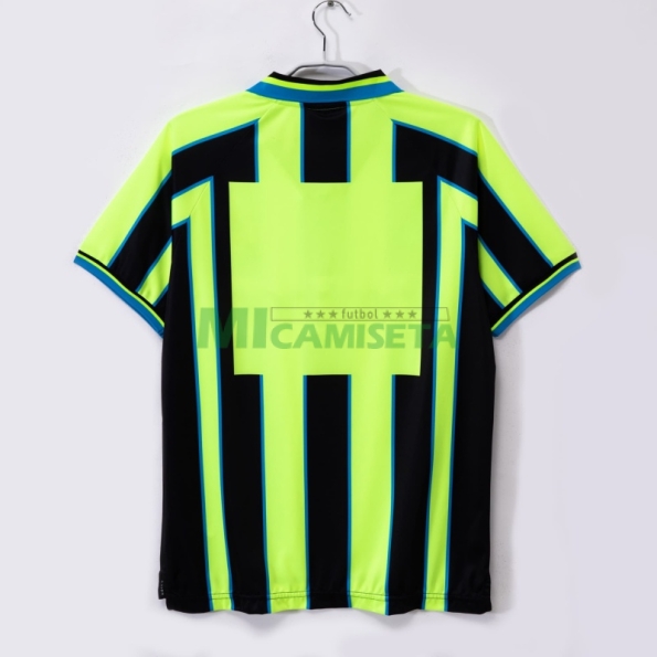 Camiseta Manchester City Segunda Equipación Retro 1998/99 Verde Fluorescente/Negro
