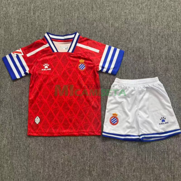 Camiseta Espanyol Segunda Equipación 2026/2027 Rojo Niño Kit con Parche La Liga