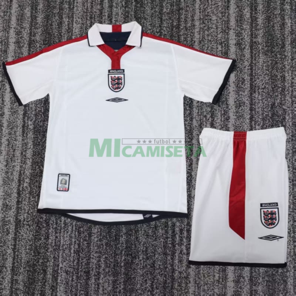 Camiseta Inglaterra Primera Equipación Retro 2004 Blanco Niño Kit