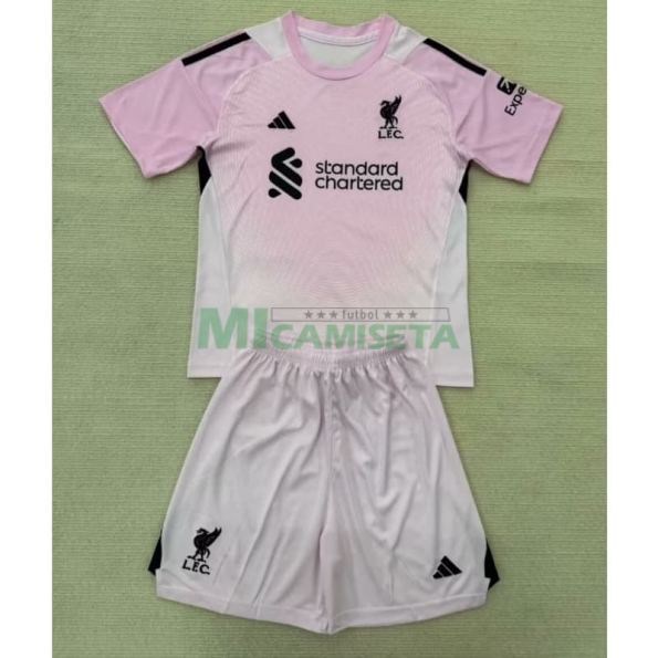 Camiseta de Portero Liverpool 2025/2026 Rosa Niño Kit