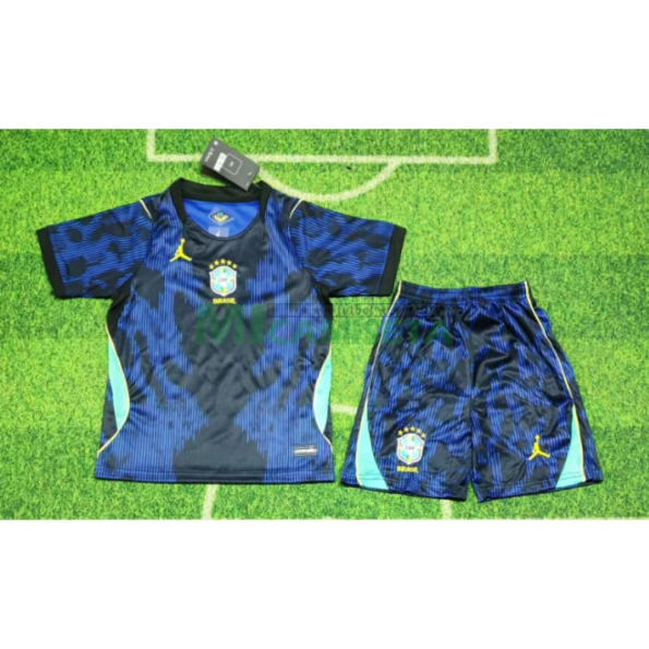 Camiseta Brasil Segunda Equipación Mundial 2026 Azul Niño Kit