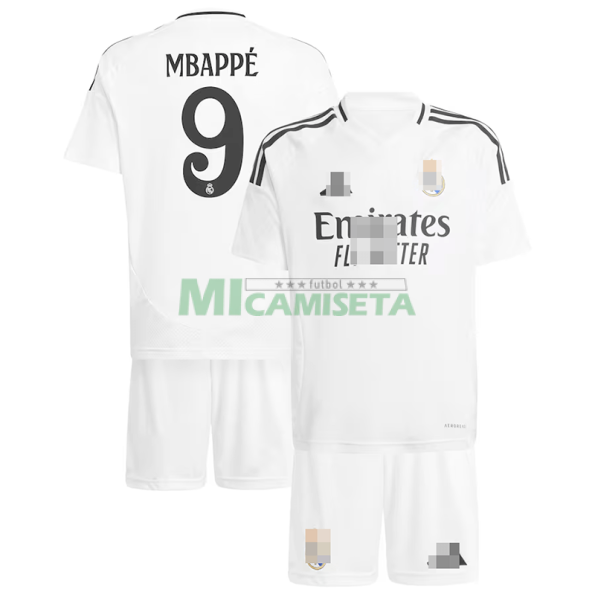 Camiseta Mbappé 9 Real Madrid Primera Equipación 2024/2025 Niño Kit