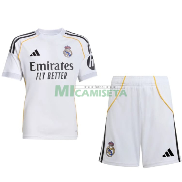 Camiseta Real Madrid Primera Equipación 2025/2026 Blanco Niño Kit
