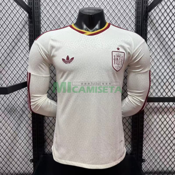 Camiseta España Segunda Equipación Mundial 2026 ML Blanco/Rojo (EDICIÓN JUGADOR)