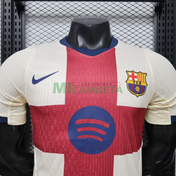 Camiseta Barcelona 2026/2027 Beige/Rojo (EDICIÓN JUGADOR)