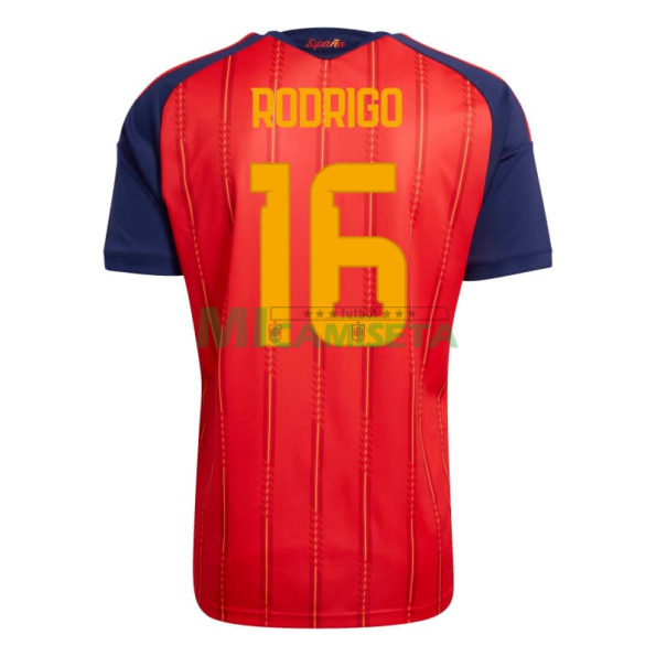 Camiseta Rodrigo 16 España Primera Equipación 2026 Rojo/Azul
