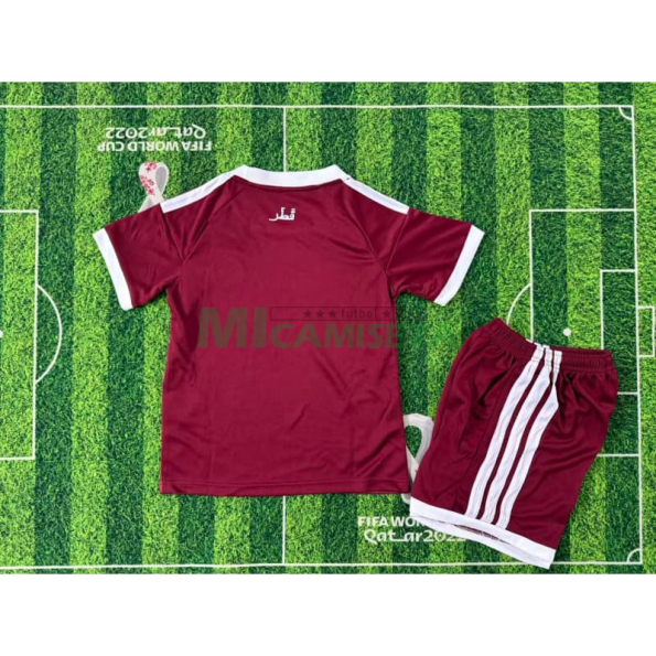 Camiseta Qatar Primera Equipación Mundial 2026 Rojo Niño Kit