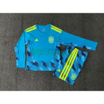Camiseta de Portero España Primera Equipación Mundial 2026 ML Azul Niño Kit
