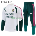 Sudadera De Entrenamiento Real Madrid 2026/2027 Niño Kit Blanco/Verde Oscuro
