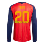 Camiseta Pedri 20 España Primera Equipación 2026 ML Rojo/Azul