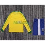 Camiseta Brasil Primera Equipación Retro 1998 ML Amarillo Niño Kit