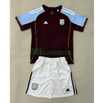 Camiseta Aston Villa Primera Equipación 2025/2026 Rojo Oscuro Niño Kit