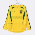 Camiseta Brasil Primera Equipación Retro 2002 ML Amarillo