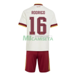 Camiseta Rodrigo 16 España Segunda Equipación Mundial 2026 Blanco/Rojo Niño Kit