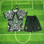 Camiseta de Portero Brasil Hollywood Mundial 2026 Negro/Blanco Niño Kit