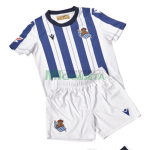 Camiseta Real Sociedad Primera Equipación 2025/2026 Azul/Blanco Niño Kit con Parche La Liga