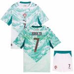 Camiseta Ronaldo 7 Portugal Segunda Equipación Mundial 2026 Verde/Blanco Niño Kit