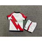 Camiseta Rayo Vallecano Primera Equipación 2025/2026 Blanco/Rojo Niño Kit con Parche La Liga