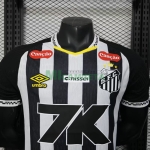 Camiseta Santos FC Segunda Equipación 2025/2026 Negro/Blanco con Publicitario (EDICIÓN JUGADOR)
