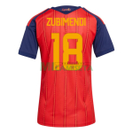 Camiseta Zubimendi 18 España Primera Equipación 2026 Rojo/Azul Mujer
