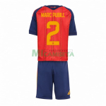 Camiseta Marc Pubill 2 España Primera Equipación Mundial 2026 Rojo/Azul Niño Kit