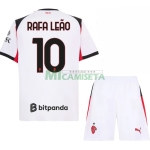 Camiseta RAFA LEÃO 10 AC Milan Segunda Equipación 2025/2026 Blanco Niño Kit