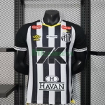 Camiseta Santos FC Segunda Equipación 2025/2026 Negro/Blanco con Publicitario (EDICIÓN JUGADOR)