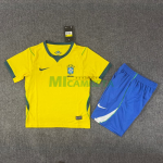 Camiseta Brasil Primera Equipación Mundial 2026 Amarillo Niño Kit