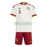 Camiseta Marc Pubill 2 España Segunda Equipación Mundial 2026 Blanco/Rojo Niño Kit