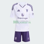 Camiseta Manchester United Segunda Equipación 2025/2026 Blanco Niño Kit