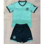 Camiseta Wolverhampton Wanderers Segunda Equipación 2025/2026 Verde Azulado Niño Kit