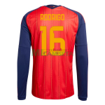 Camiseta Rodrigo 16 España Primera Equipación 2026 ML Rojo/Azul