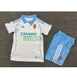 Camiseta Real Zaragoza Primera Equipación 2025/2026 Blanco/Azul Niño Kit con Parche La Liga