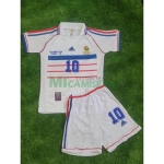 Camiseta ZIDANE 10 Francia Segunda Equipación Retro 1998 Niño Kit