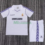 Camiseta Real Madrid Primera Equipación Retro 1988/90 Blanco Niño Kit