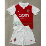 Camiseta Monaco Primera Equipación 2025/2026 Rojo/Blanco Niño Kit