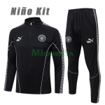 Sudadera De Entrenamiento Manchester City 2025/2026 Niño Kit Negro con Estampado en Manga