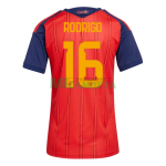 Camiseta Rodrigo 16 España Primera Equipación 2026 Rojo/Azul Mujer