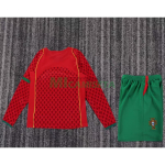 Camiseta Portugal Primera Equipación Retro 2004 ML Rojo/Verde Niño Kit