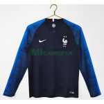 Camiseta Francia Primera Equipación Retro 2018 ML Azul Copa Mundial