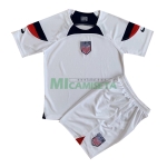 Camiseta EE.UU. Primera Equipación 2022 Niño Kit Mundial