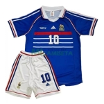 Camiseta ZIDANE 10 Francia Primera Equipación Retro 1998 Niño Kit