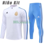 Sudadera de Entrenamiento Argentina 2024 Niño Kit Blanco