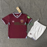 Camiseta West Ham United Primera Equipación 2025/2026 Rojo Oscuro Niño Kit